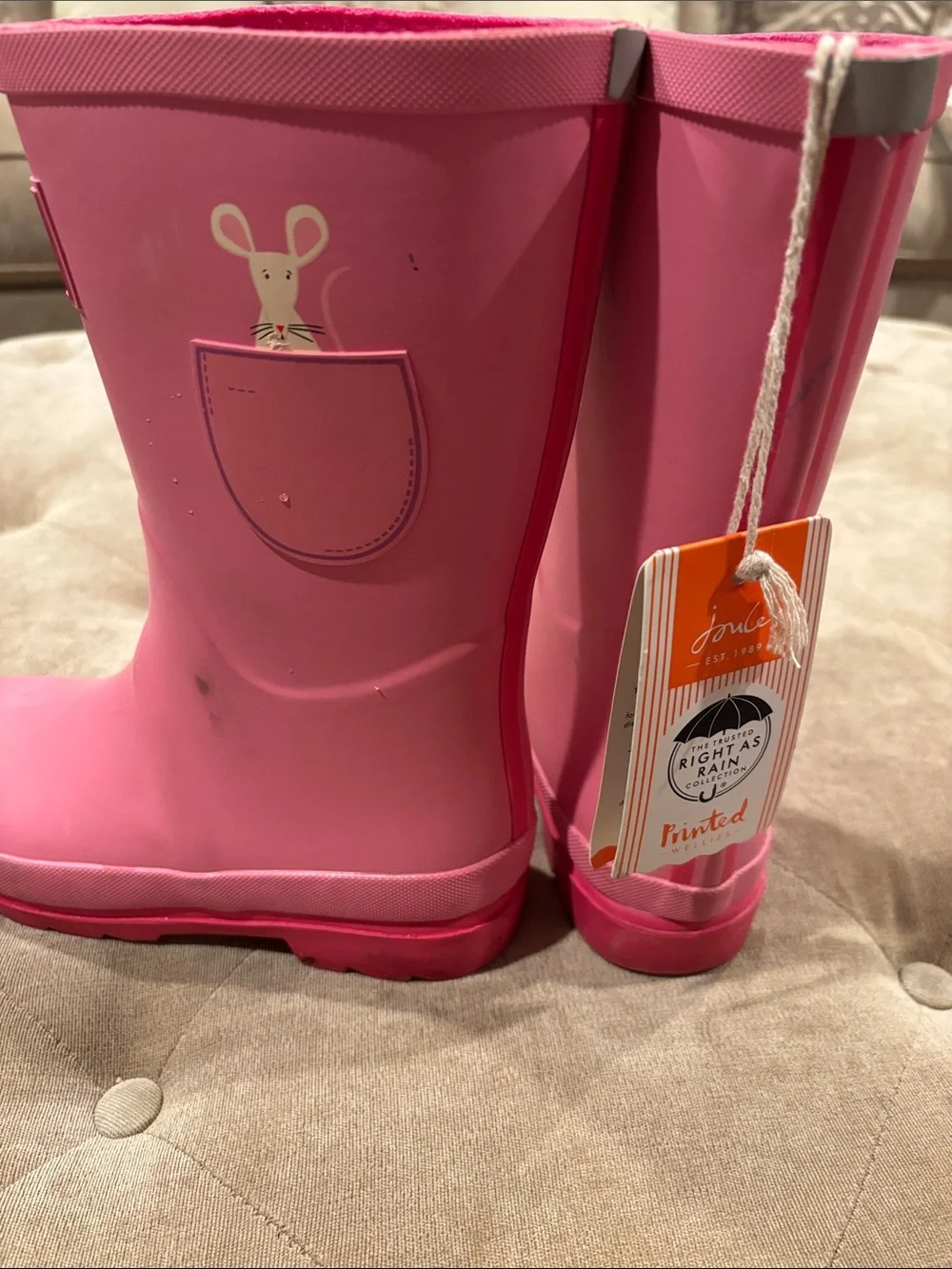 Joules Pink Kids' Rain Boots